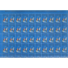 1975 - Grønland - Julemærkeark- 3 sidet takket - Ufoldet - "Om morgenen juleaftensdag....".